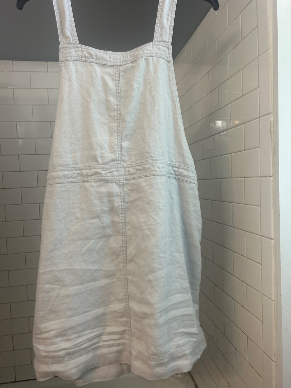 J. Jill Pure Linen Overall Dress Jumper Pinafore Light Gray Petite Large - Picture 7 of 7